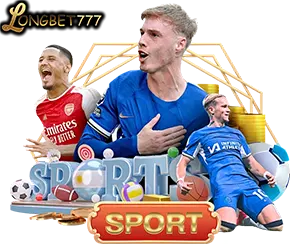 นักกีฬาฟุตบอลหลายคน ป้าย SPORT โลโก้ LONGBET777